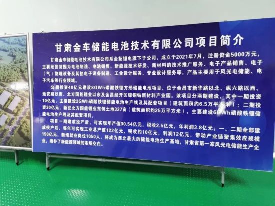 甘肃金车储能 领跑8亿瓦时磷酸铁锂储能电池项目，助力新材料技术革新